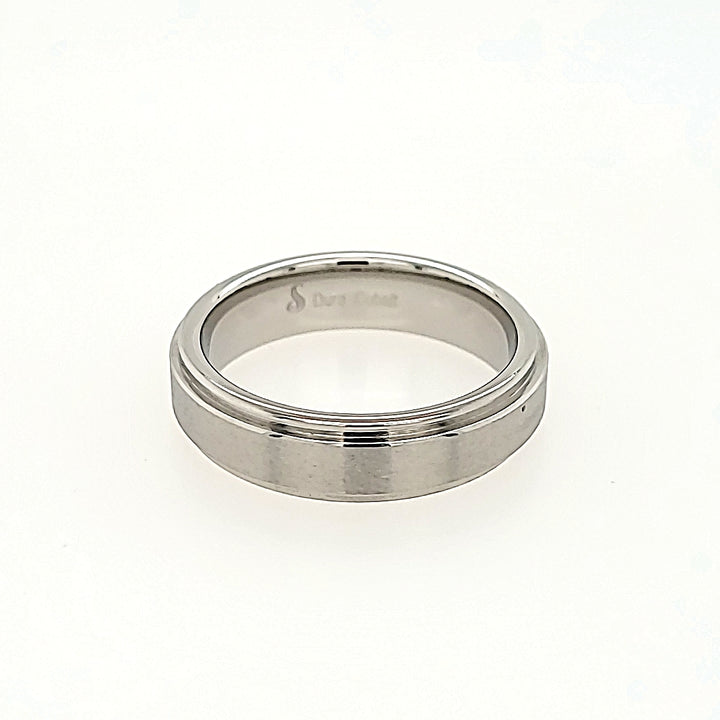 Cobalt Chrome Wedding Band with Raised Satin Center