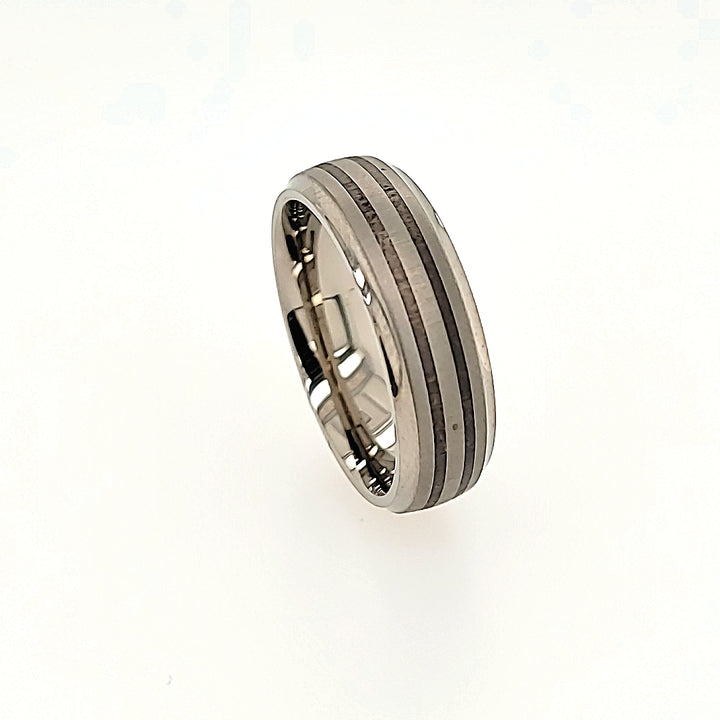 Titanium Wedding Band with Silver Inlays