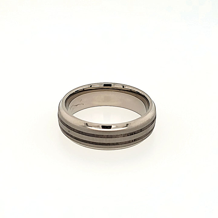 Titanium Wedding Band with Silver Inlays