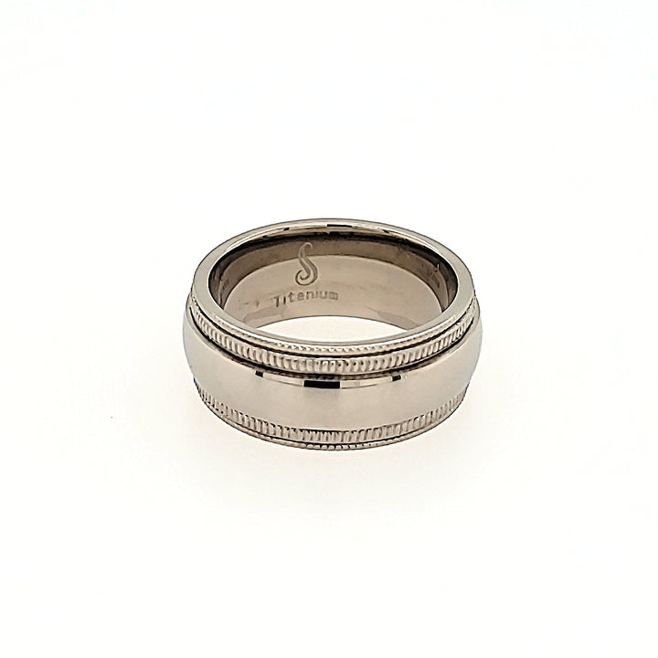 Titanium Half-Round Band with Milgrain Edges