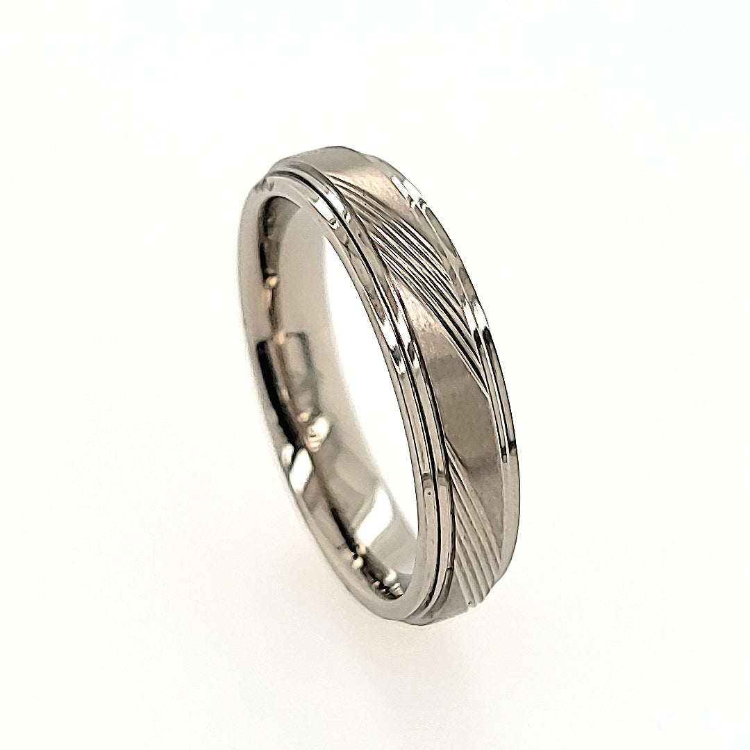 Titanium Ring with Etched and Satin Center