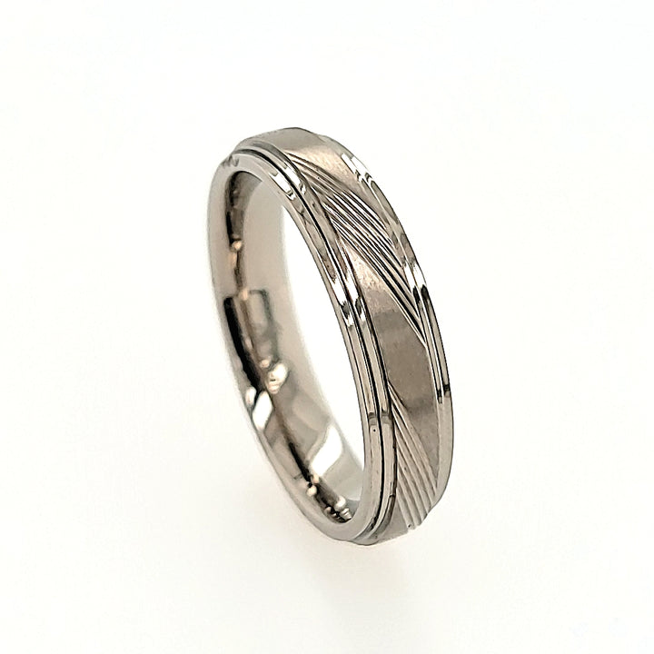 Titanium Ring with Etched and Satin Center