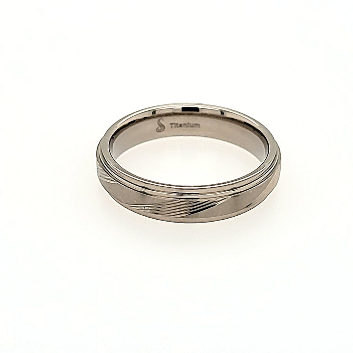 Titanium Ring with Etched and Satin Center