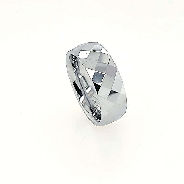 Faceted Tungsten Carbide Wedding Band