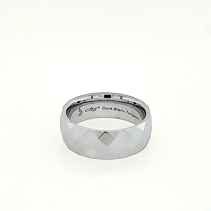 Faceted Tungsten Carbide Wedding Band