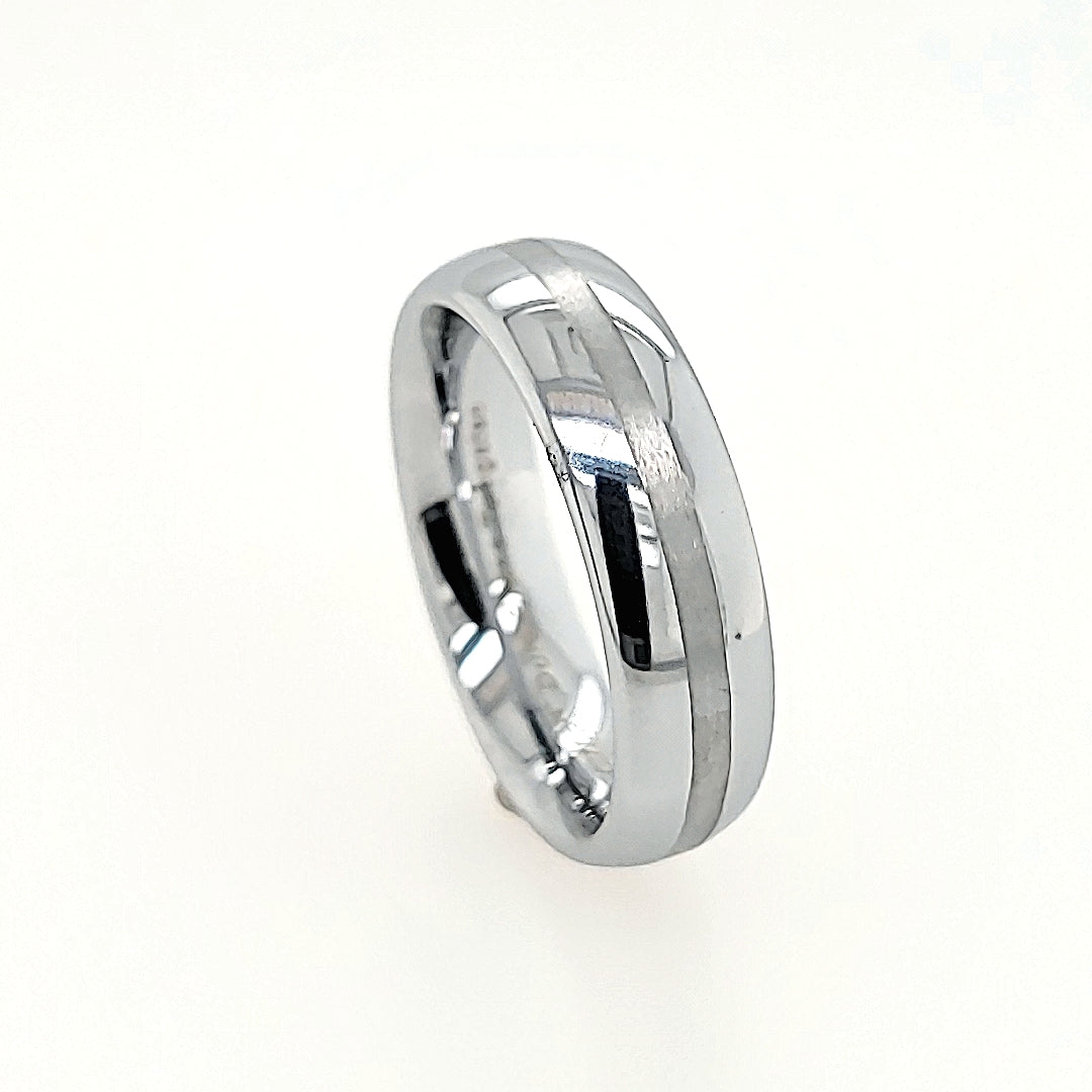 Domed Tungsten Band with Satin Center