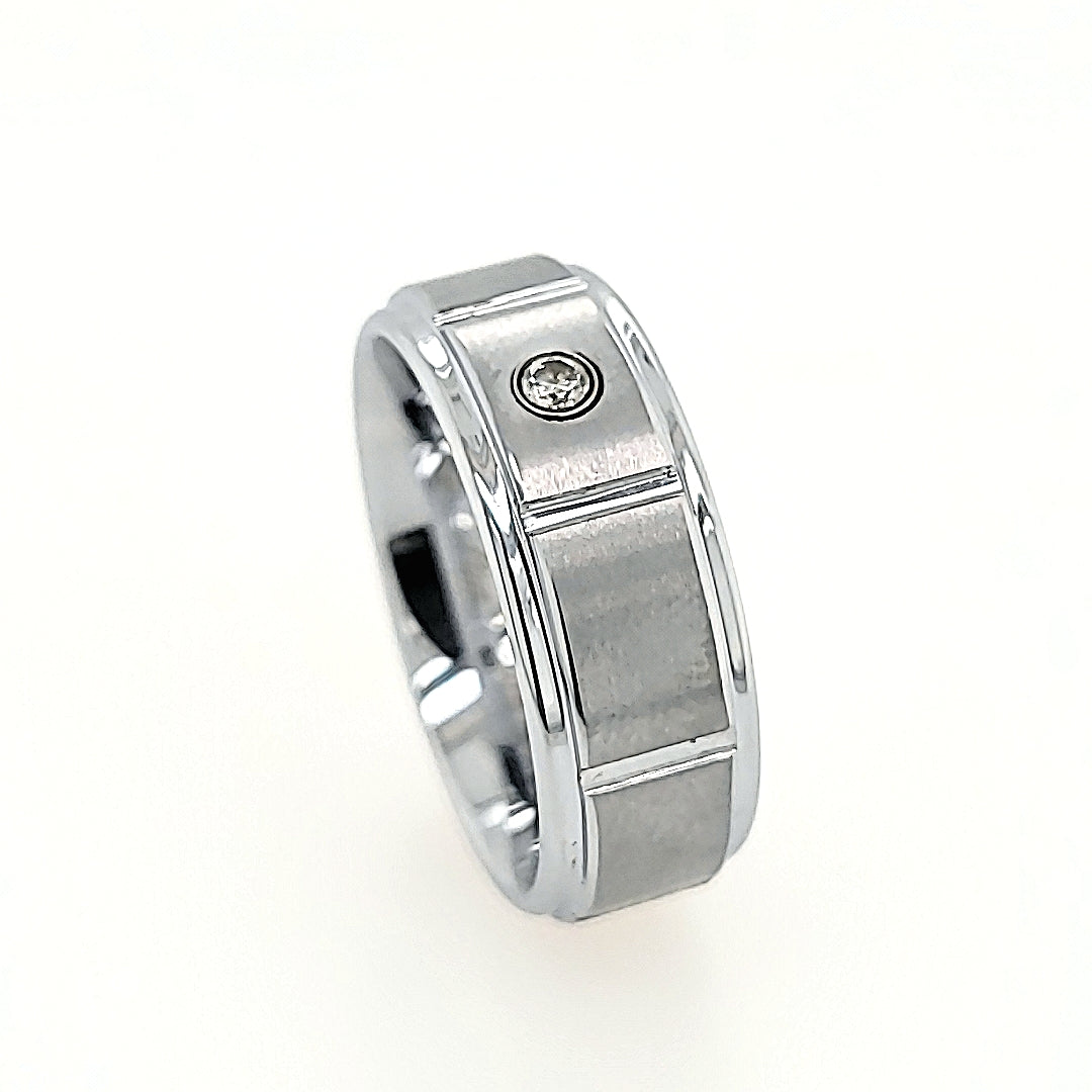 White Tungsten Carbide Diamond Ring