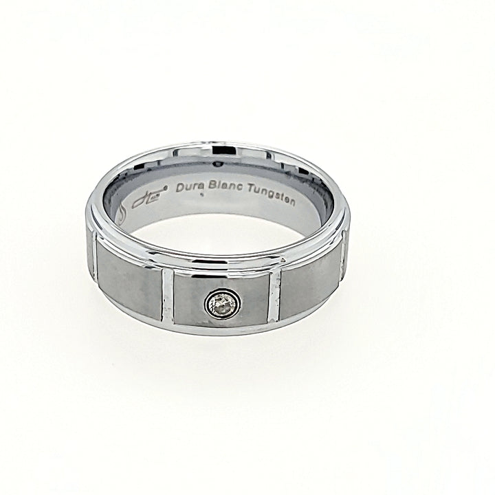 White Tungsten Carbide Diamond Ring