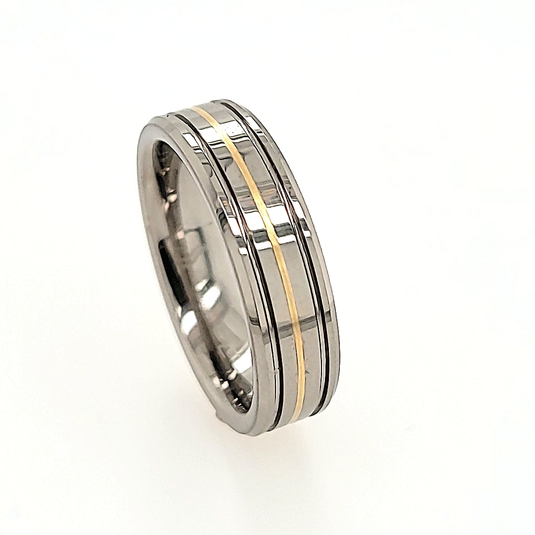 Tungsten Carbide Ring with 14k Gold