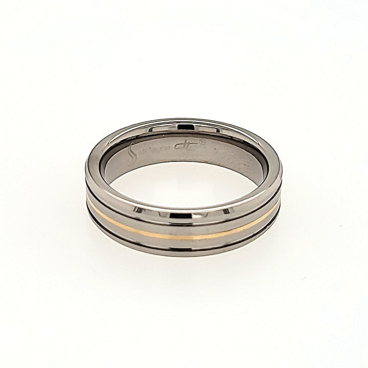 Tungsten Carbide Ring with 14k Gold