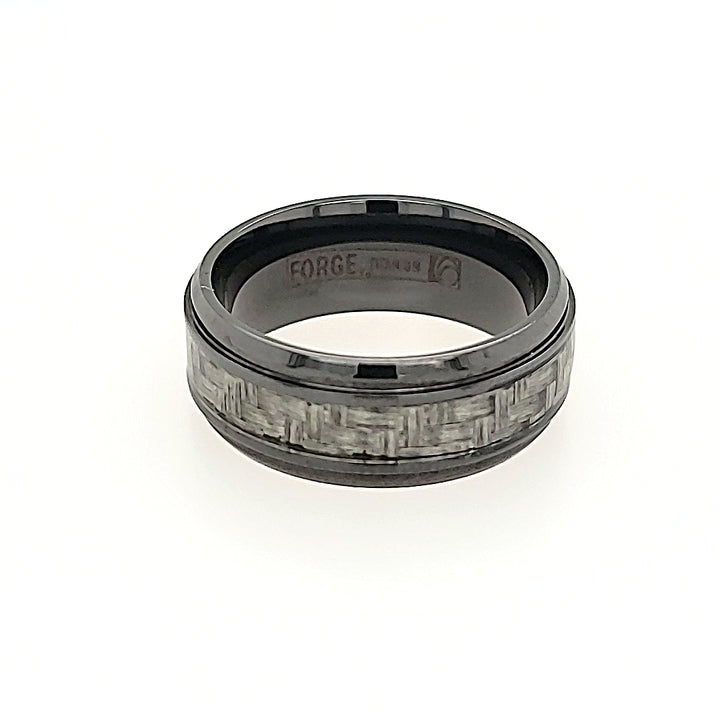 Black Titanium Ring with a Carbon Fiber Inlay