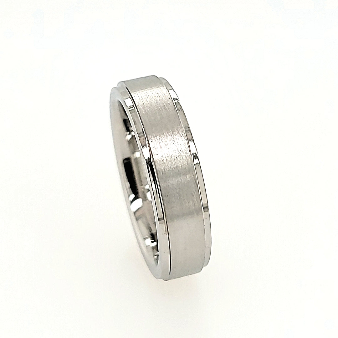 Serinium Wedding Band with Satin Center