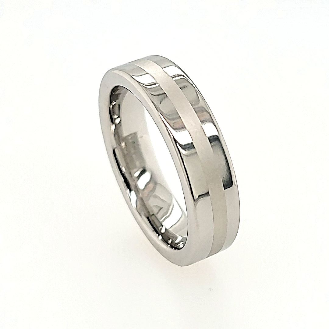 Sernium Ring with Laser Engraved Center