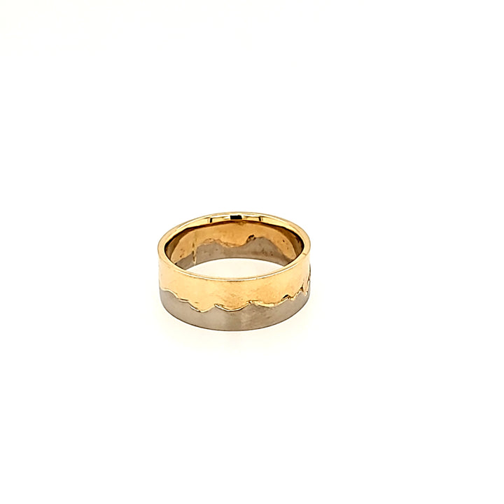 Handcrafted Mountian Inspired Band in 14k Gold