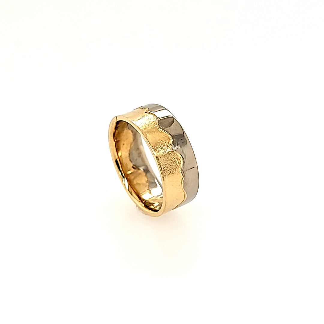 Handcrafted Mountian Inspired Band in 14k Gold
