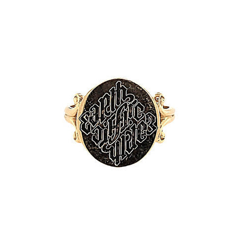 Elements Ambigram Signet Ring in 10k Gold