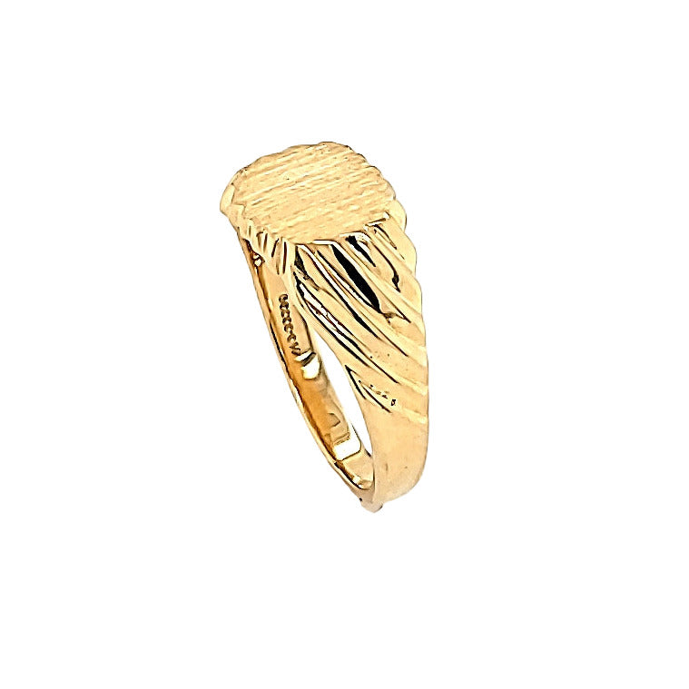 Signet Ring with Brushed Top in 14k Gold
