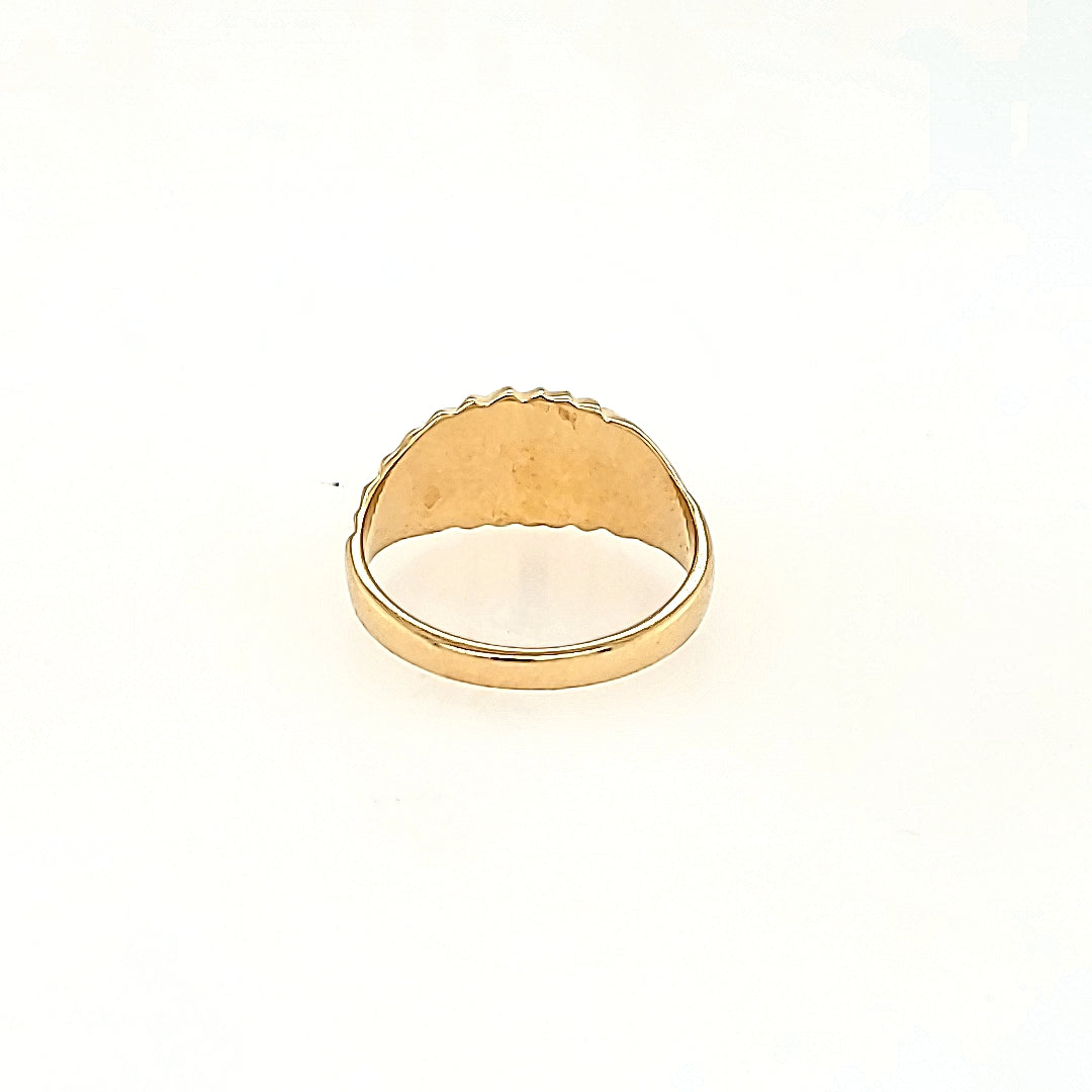 Signet Ring with Brushed Top in 14k Gold