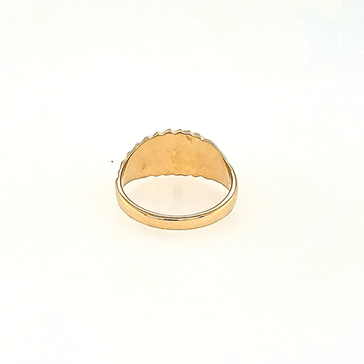 Signet Ring with Brushed Top in 14k Gold