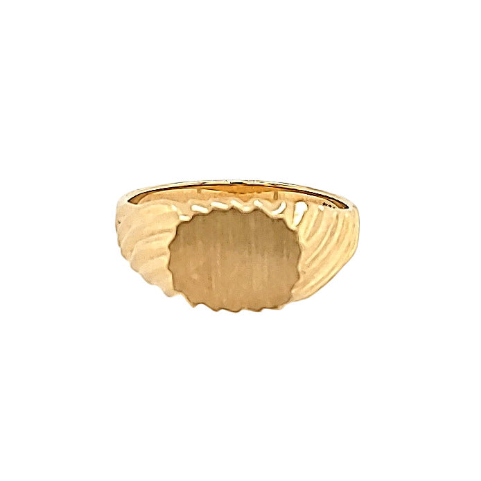 Signet Ring with Brushed Top in 14k Gold