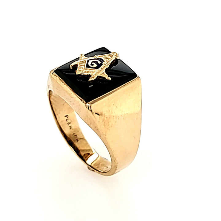Masonry Signet Ring in 10k Gold