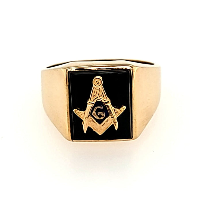 Masonry Signet Ring in 10k Gold