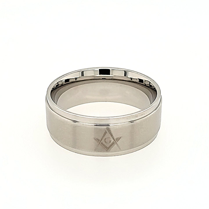 Stainless Steel Masonic Ring with Satin Finish