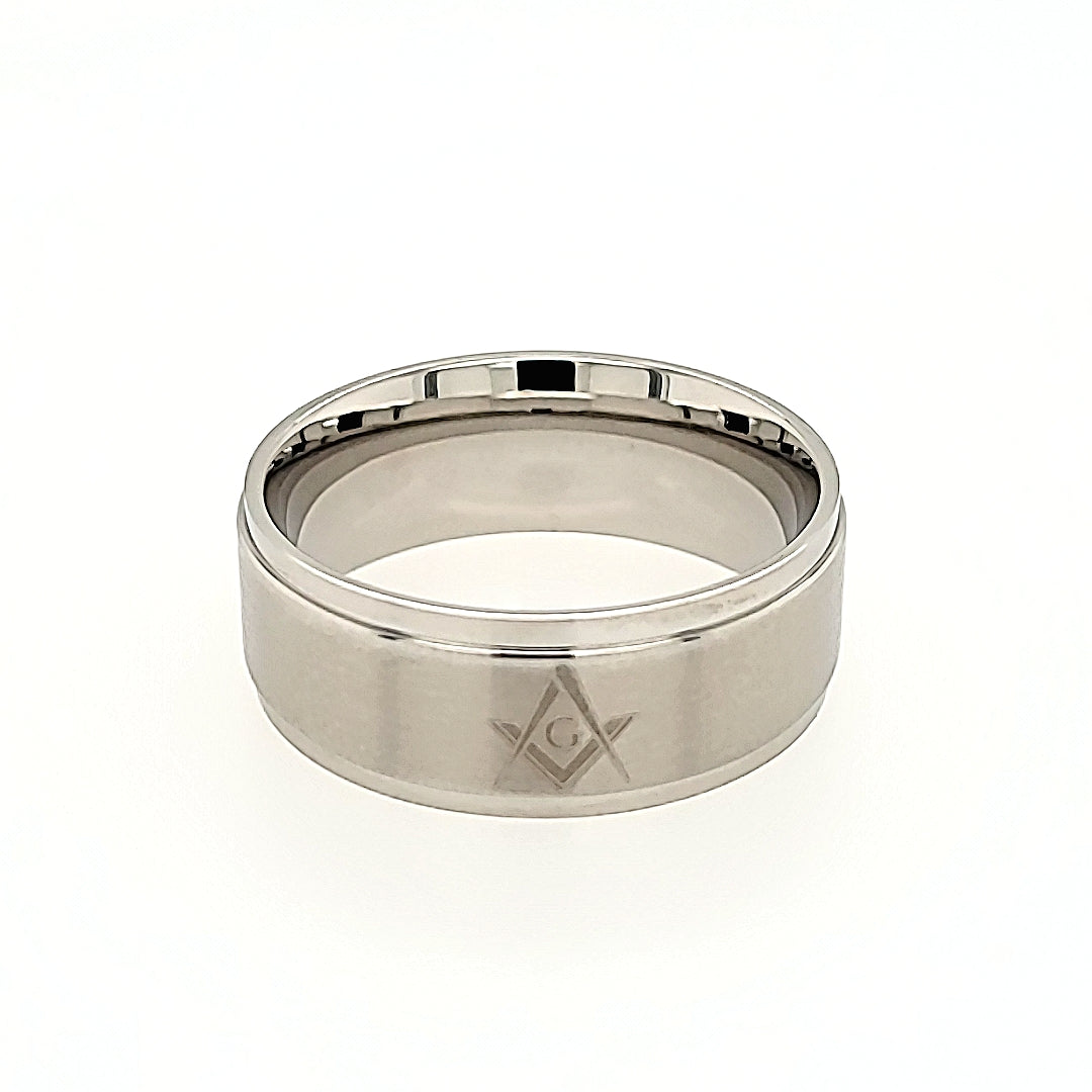 Stainless Steel Masonic Ring with Satin Finish