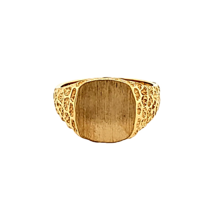 Nugget Inspired Signet Ring in yellow gold