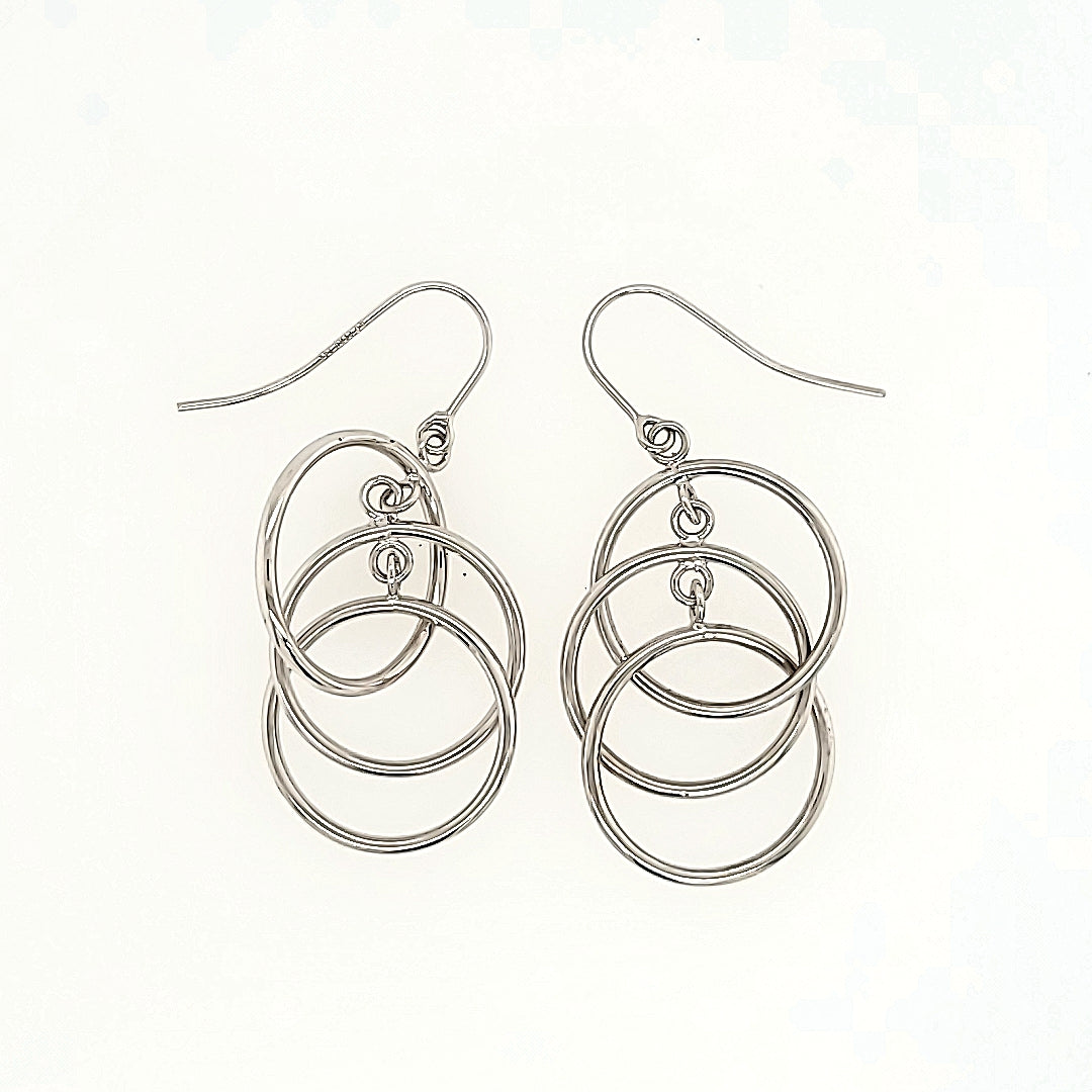 Interlocking Hoop Drop Earrings in 14k Gold