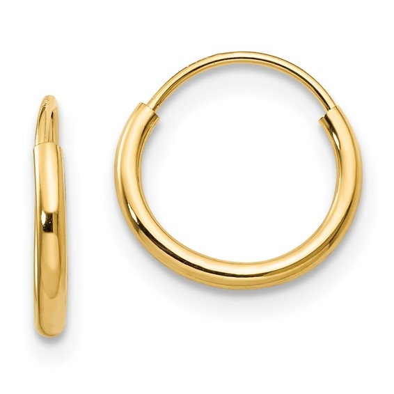 10mm Endless Hoop Earrings in 14k Gold
