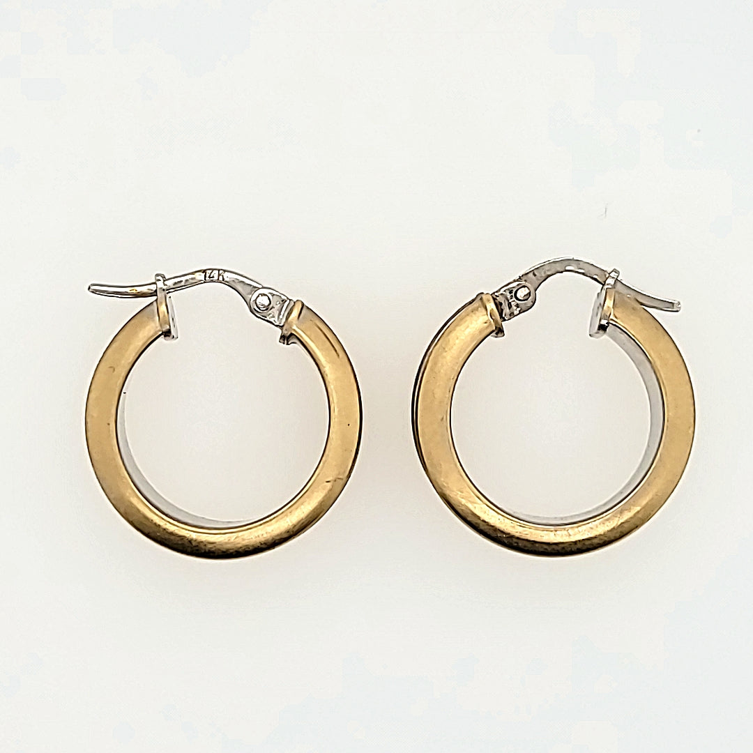 Two-Toned Hoops in 14k Gold