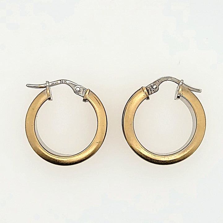 Two-Toned Hoops in 14k Gold
