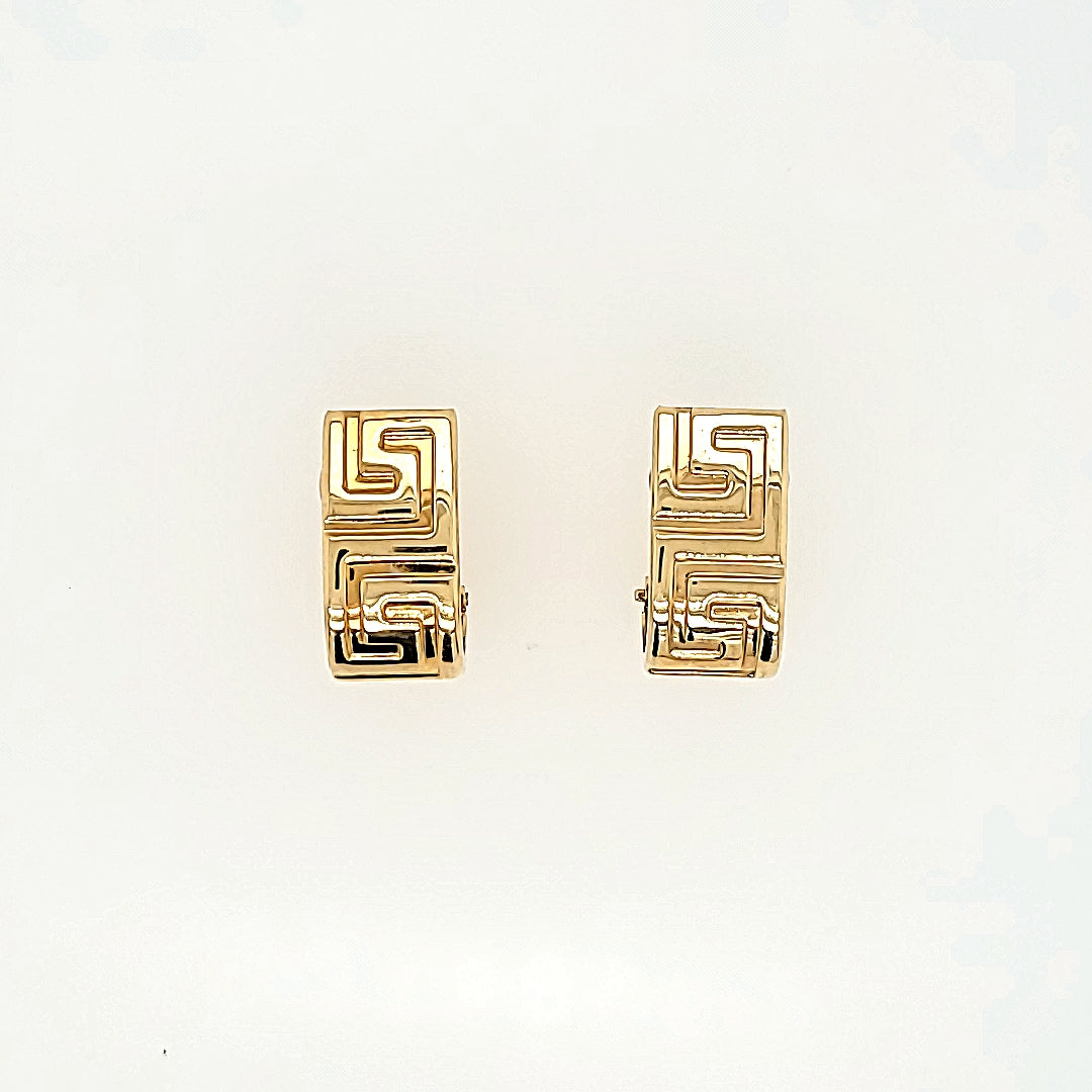 Etruscan Huggie Hoops in 14k Gold