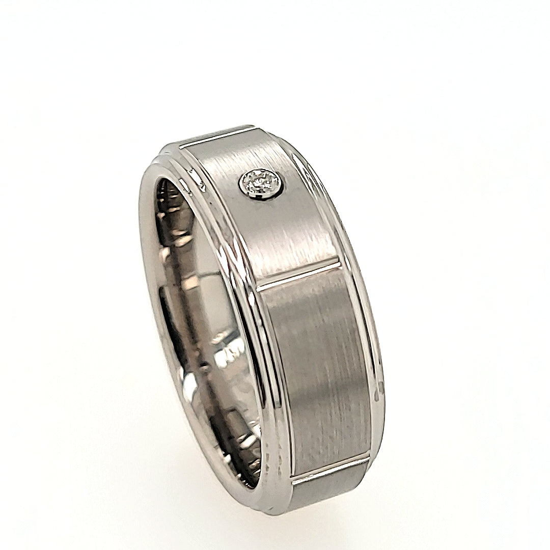 Tungsten Carbide Satin Diamond Ring