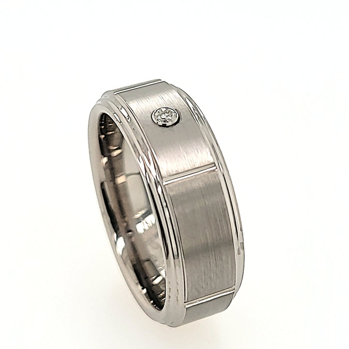 Tungsten Carbide Satin Diamond Ring