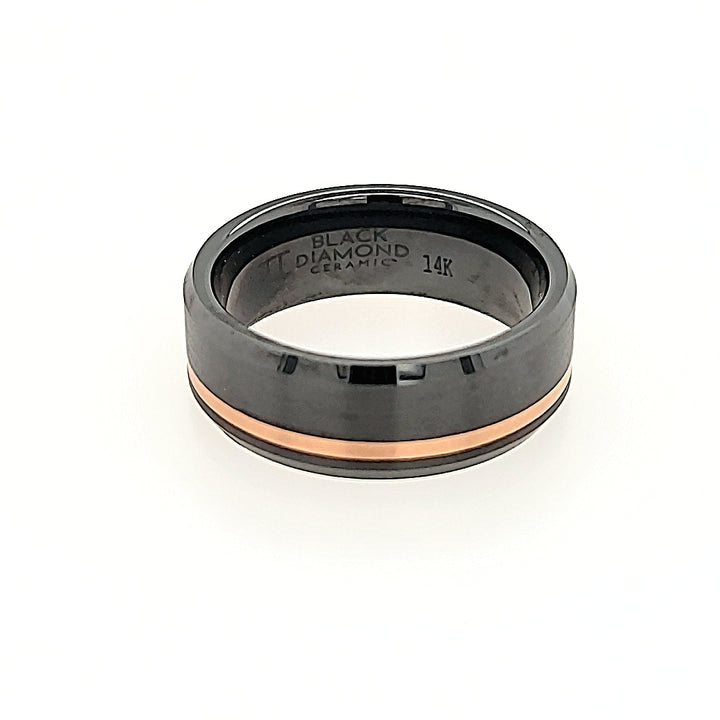 Black Ceramic ring with a 14k Gold Inlay