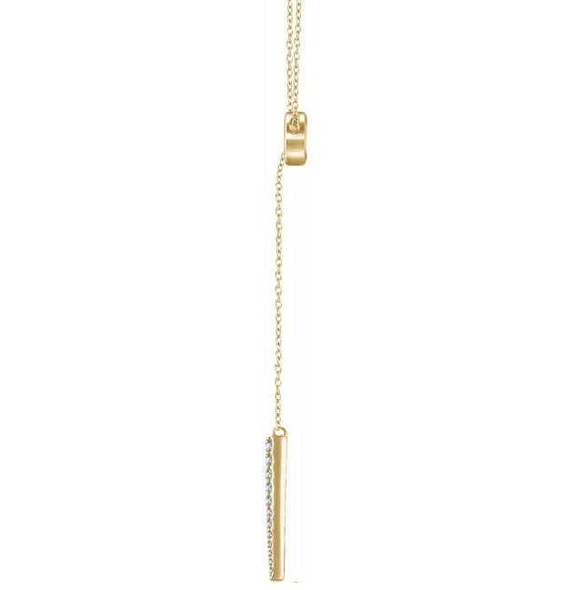 Diamond Circle &amp; Bar Adjustable Y-Necklace in 14k Gold