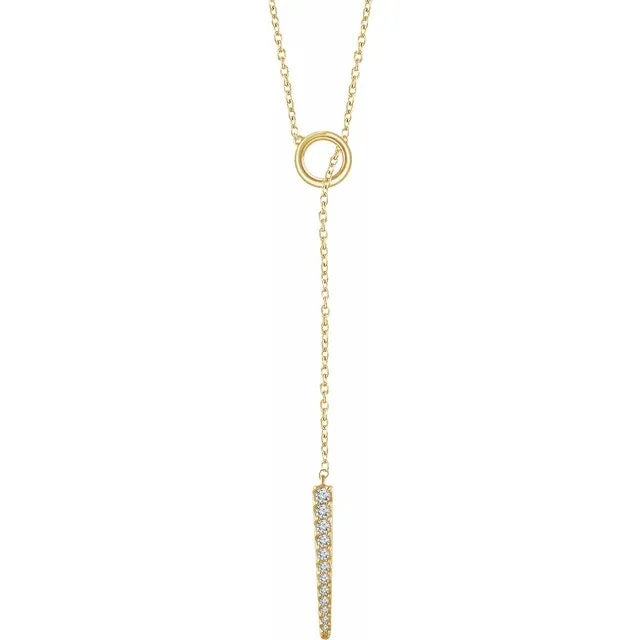 Diamond Circle &amp; Bar Adjustable Y-Necklace in 14k Gold