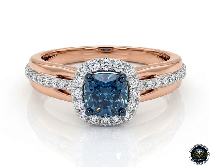 Blue Diamond Engagement Ring in 14k Gold