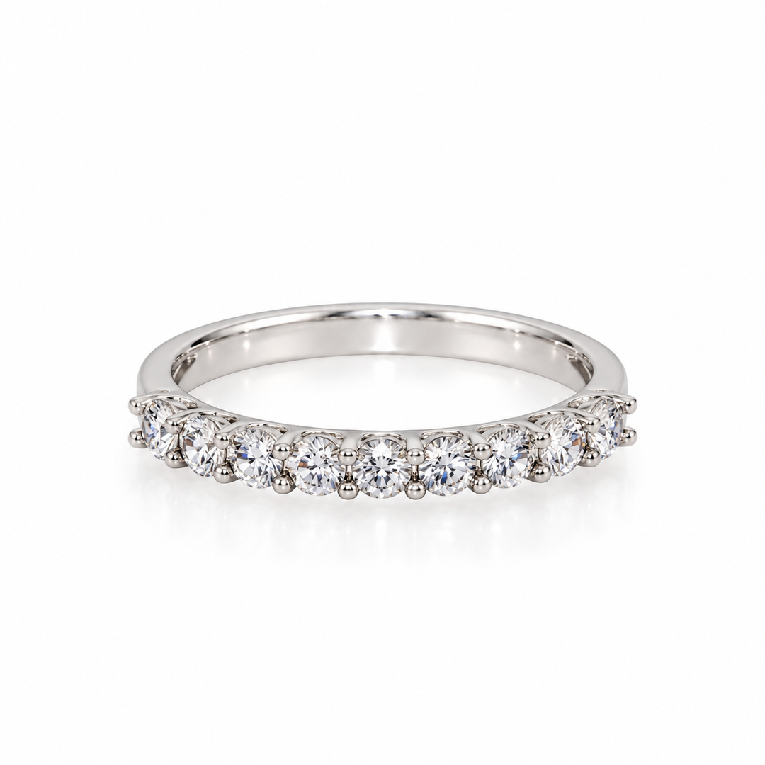 14K Gold Natural Diamond Half-Eternity Stacking Wedding Band (0.45 ctw)