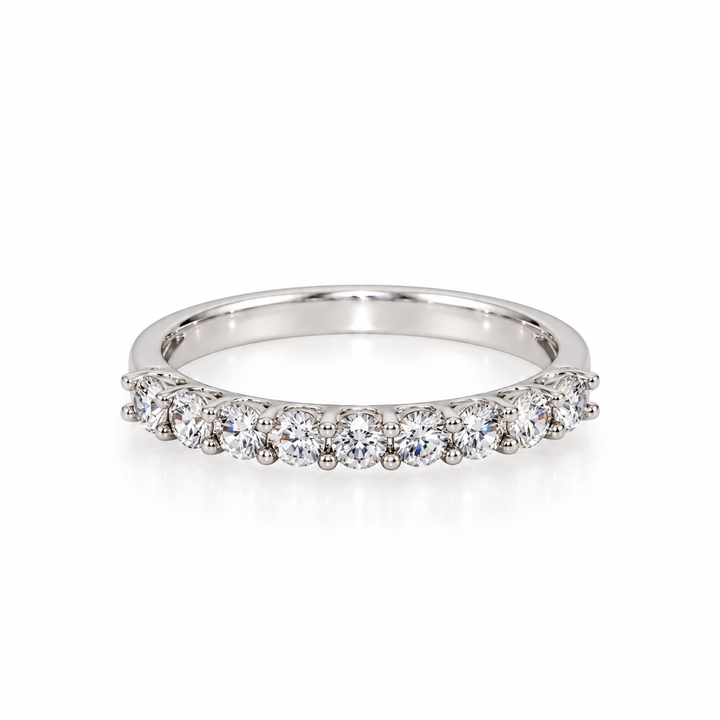 14K Gold Natural Diamond Half-Eternity Stacking Wedding Band (0.45 ctw)
