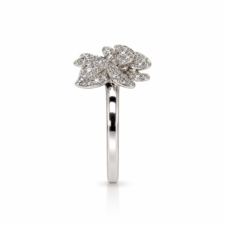 14K White Gold Natural Diamond Flower Ring (0.32 ctw)