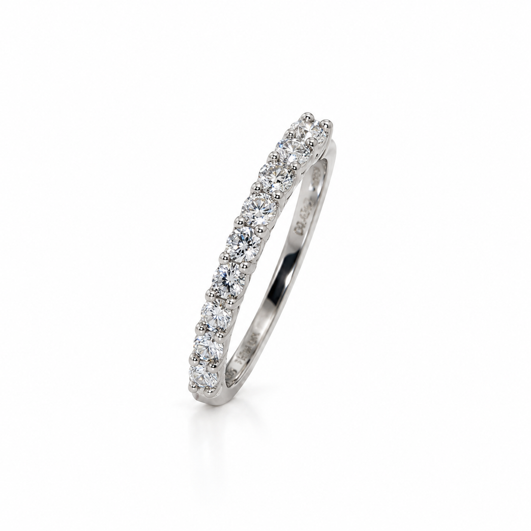 14K Gold Natural Diamond Half-Eternity Stacking Wedding Band (0.45 ctw)
