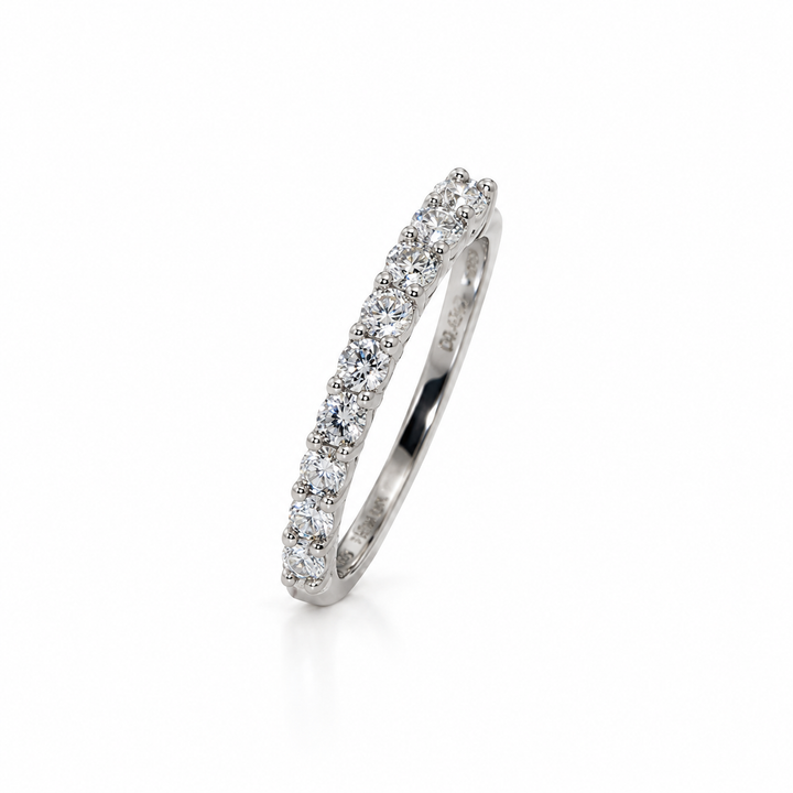 14K Gold Natural Diamond Half-Eternity Stacking Wedding Band (0.45 ctw)