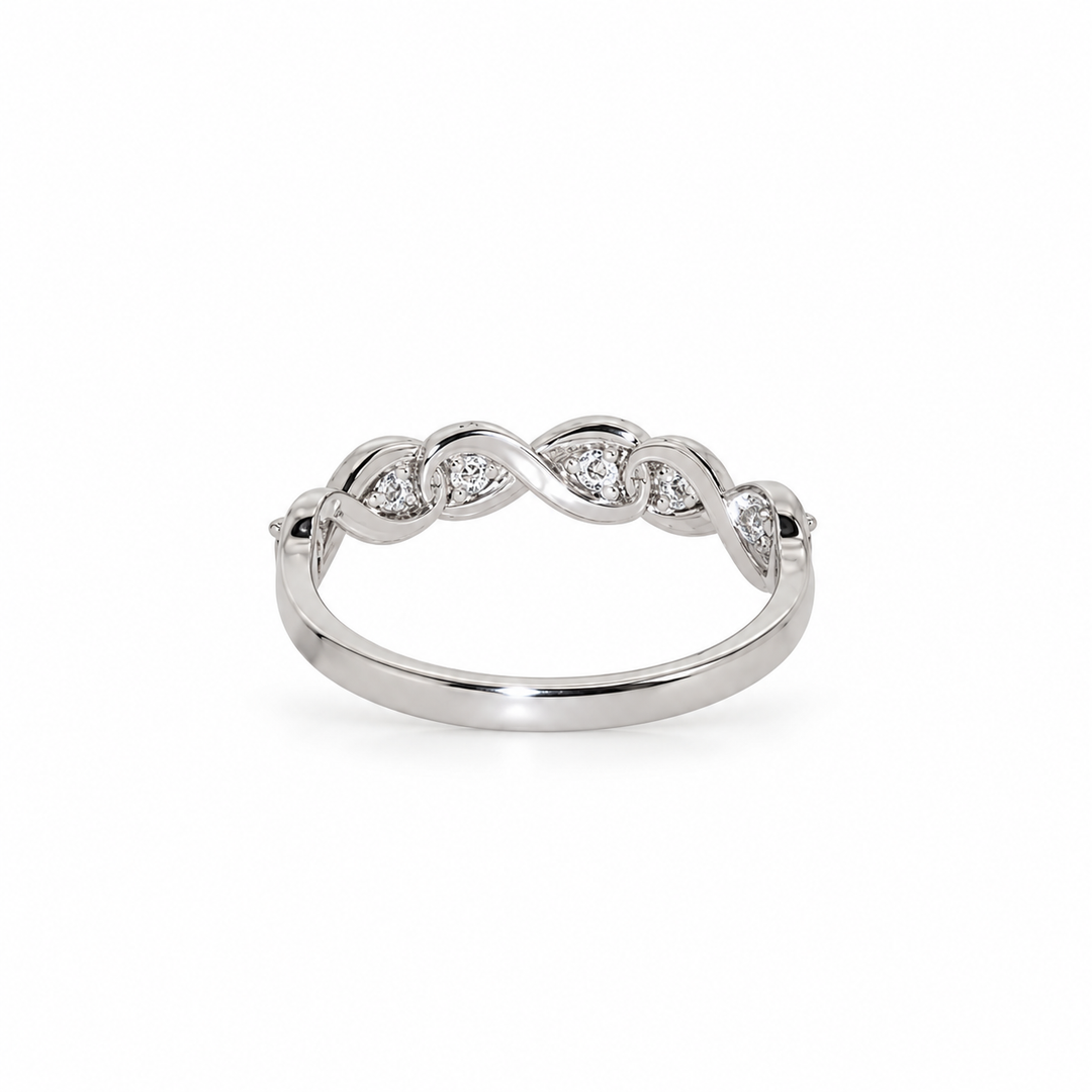 14K Gold Natural Diamond Infinity Twist Stacking Band (0.12 ctw)