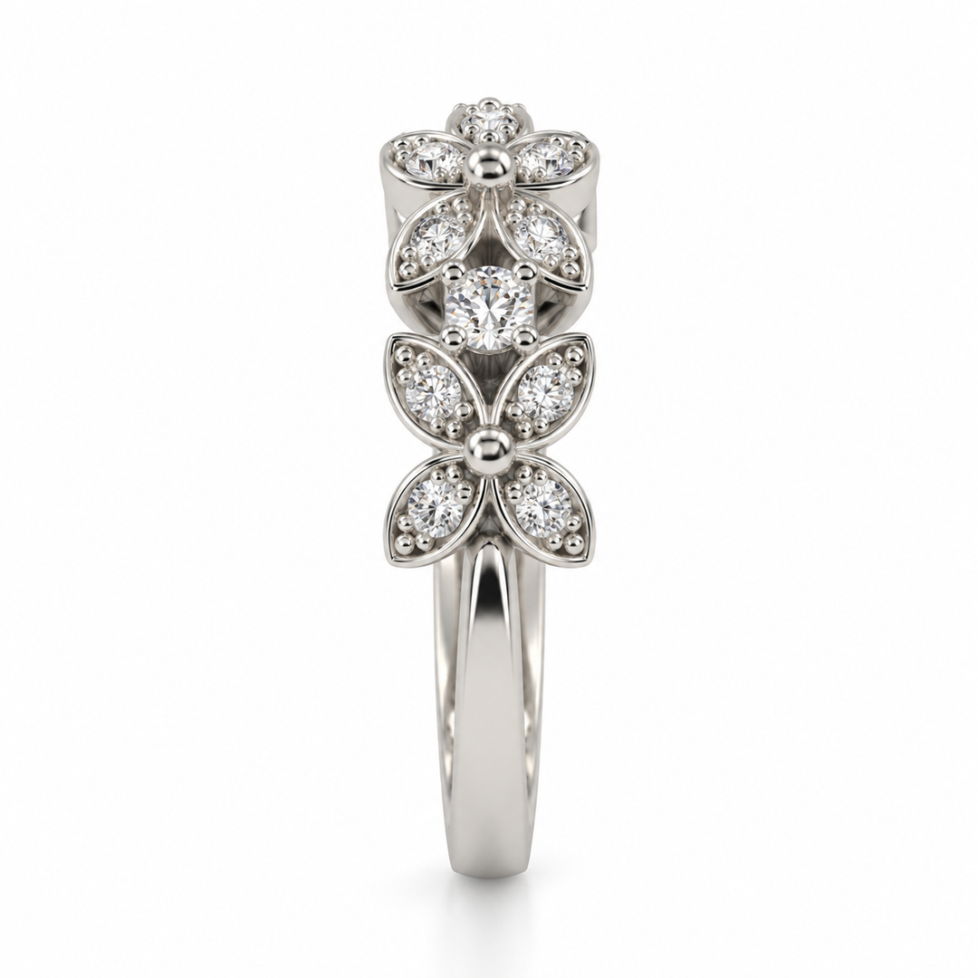 14K Gold Diamond Floral Stacking Ring (0.25 ctw)