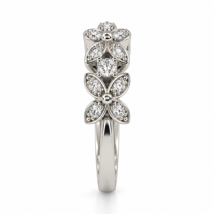 14K Gold Diamond Floral Stacking Ring (0.25 ctw)