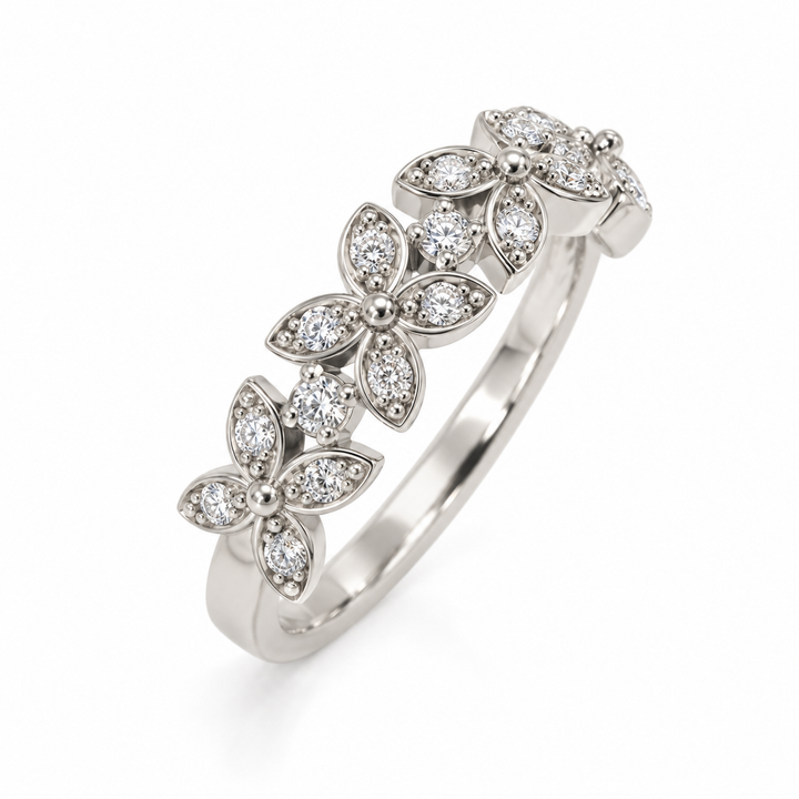 14K Gold Diamond Floral Stacking Ring (0.25 ctw)