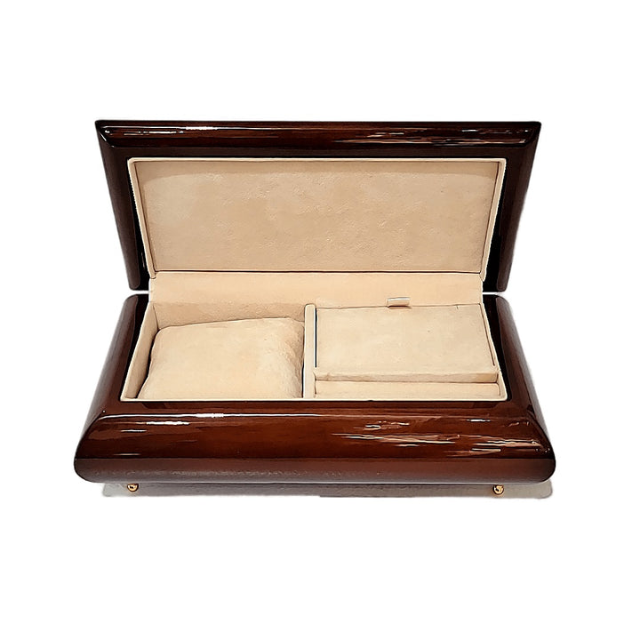 Oak Music Jewelry Box with Brass Feet
